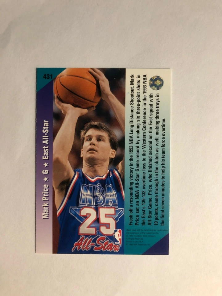 1993 MARK PRICE Upper Deck All Star Basketball Card # 431 - Image 4 of 4