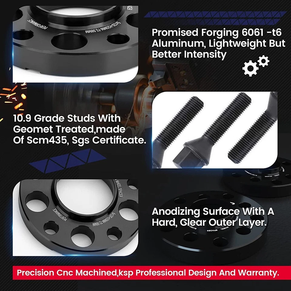 2PC 20mm 5X120 HubCentric Wheel Spacer W/ Lug Bolt FOR BMW 325i 335is 328i 328is - Image 4 of 4