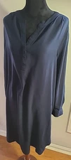 Alex & Lili Women's Navy Long Sleeve Maxi Shirt Shift Dress Sz Lg Lagenlook