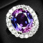 Ravishing Blue Purple Sapphire Oval 8.25Ct 925 Sterling Silver White Gold Rings