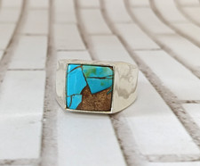 Turquoise Men's Ring Solid 925 Sterling Silver Handmade Jewelry All Size AK9987