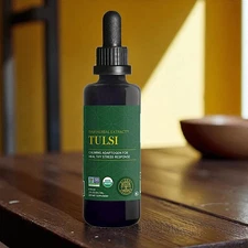 Global Healing Tulsi/Holy Basil Raw Herbal Extract - 2 fl oz Dropper 