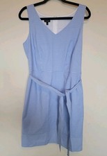 Talbots Womens Gingham Check Sheath Dress Tie Waist Lined Size 10