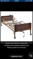 Medline Semi Electric Hospital Bed, Adjustable Supports, Vinyl Mattress, 80x36
