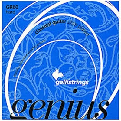 Galli GR60 Nylon KLASSISCHE GITARRENSAITEN, harte Spannung 0,029-045. Kristall