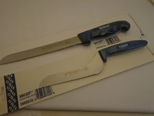 Sysco USA Knives Set (2) Bread Sandwich Scallop Edge Slicers Offset & Straight