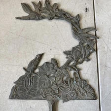 Metal Rustic Yard Art Stake Birds Floral Vines 14” Total Flowers