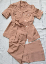 Vintage 60's tan short sleeve Jacket with wide leg/elephant flares pants suit