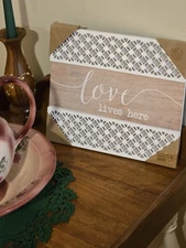 Rustic Wooden Wall Plaque “Love Lives Here” | Farmhouse Home Decor 10x12