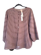 Chico's Easywear Dark Brown Sheer Open Front Jacket, 3/4 Sleeve, Short, Size 3 