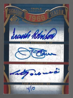 Frank Robinson Luis Aparicio Jim Palmer 2012 SP Signature Autographs Auto 4/10 - Image 1 of 3