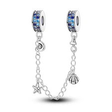 MULA Shell Starfish Conch Safety Chain DIY Charm Fit Bracelet 925 SterlingSilver