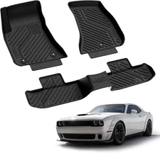 LASFIT Floor Mats 2015-2023 for Dodge Challenger RWD(Not for AWD), All Weather