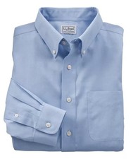 LL BEAN men's long sleeve dress shirt 16-32, Wrinkle Free, Blue