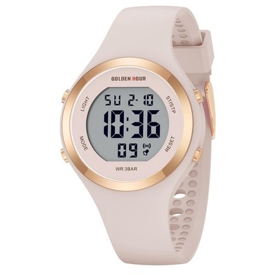GOLDEN HOUR Waterproof Sport Women's Digital Chronograph Rose Gold/Pink Sand 