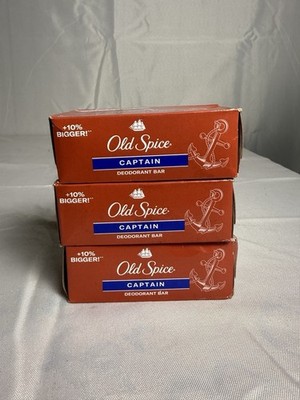 Old Spice Captain Deodorant Bar Soap 5.04 Oz Big Bar, 3 Individually Wrapped Bar