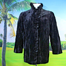 Vintage Womens Diamond Cut Genuine Mink Fur Coat, Mid Length