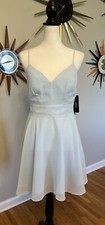 Lulu's M NWT Flirting with Forever Light Blue Lace Button Back Skater Dress