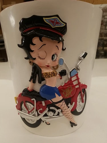 2PC Wink Betty Boop Biker Bathroom Wastebasket Tumbler Set Garbage Cup 2007