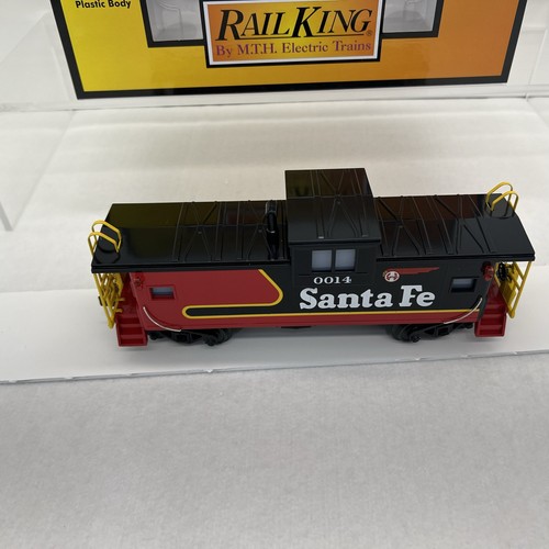 MTH RailKing 30-77378 Santa Fe Black Bonnet Ext. Vision Caboose New O #0014 Rare - Picture 11 of 18