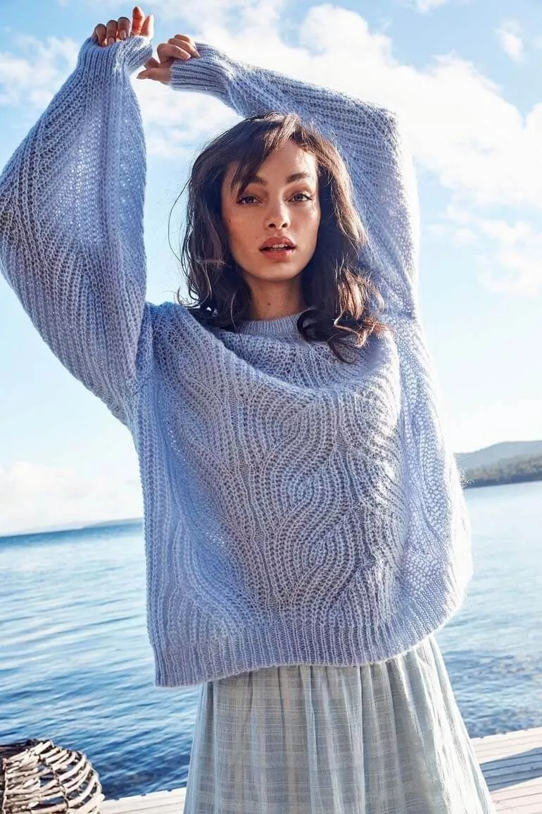 Rowie The Label Mara Knit Sweater Jumper in Celeste Cornflower Blue XS S