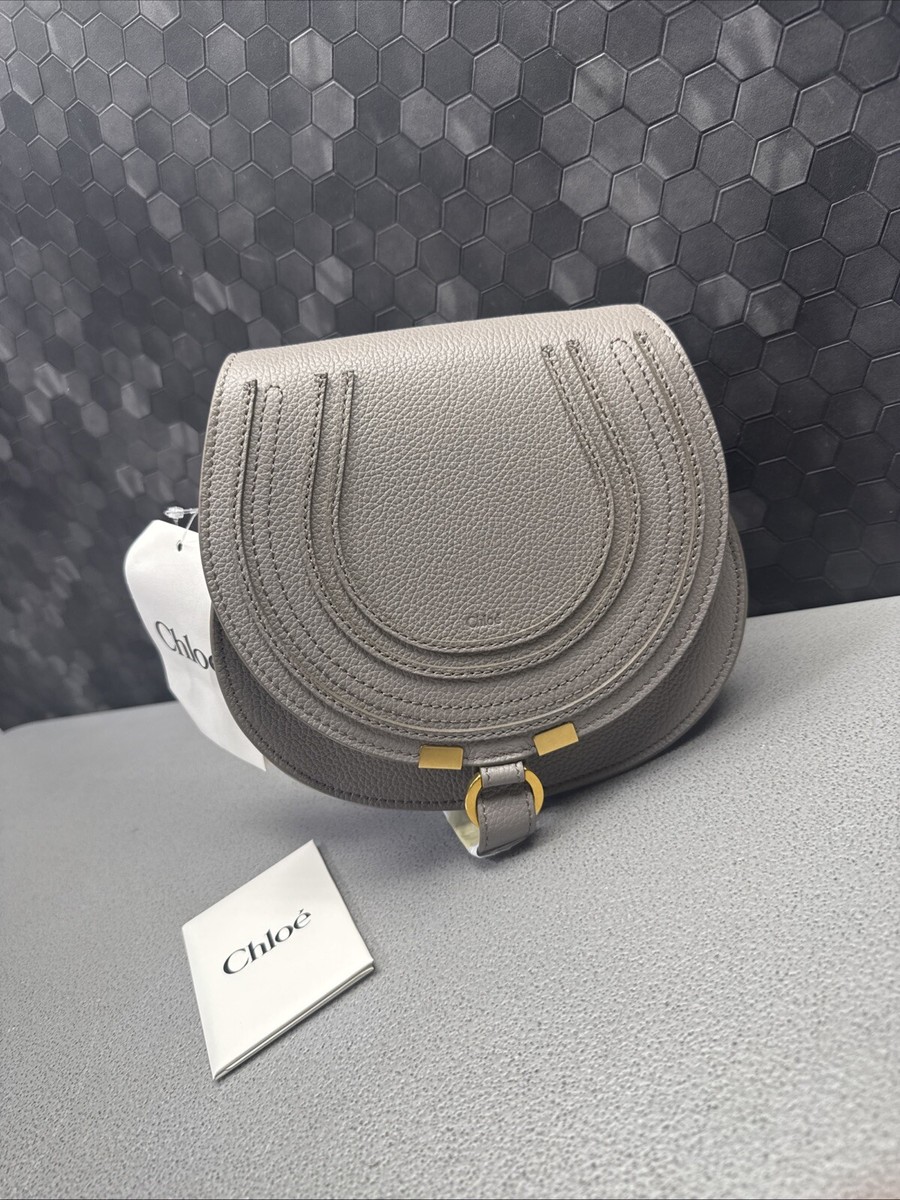 CHLOE' SMALL MARCIE LEATHER SADDLE BAG CASHMERE GREY ( DUST BAG A