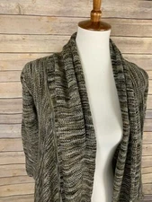 Alice and Olivia Cardigan Sweater Brown Tan White Drape Open Front Shawl Small