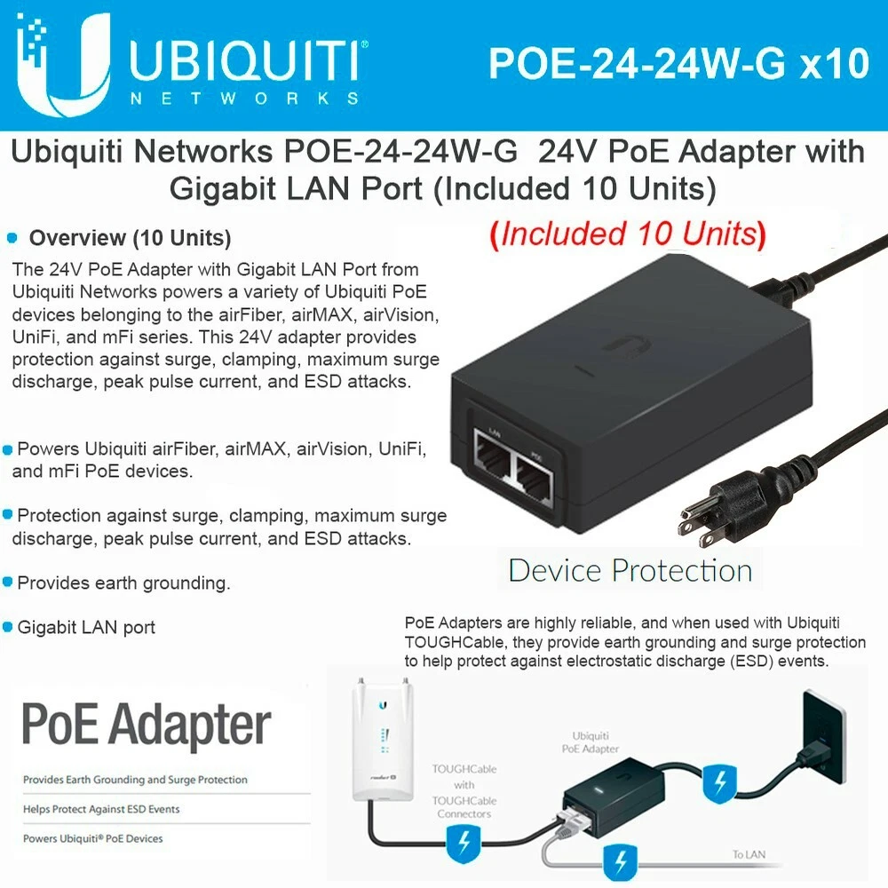 Alimentation PoE Ubiquiti POE-24-24W-G-WH