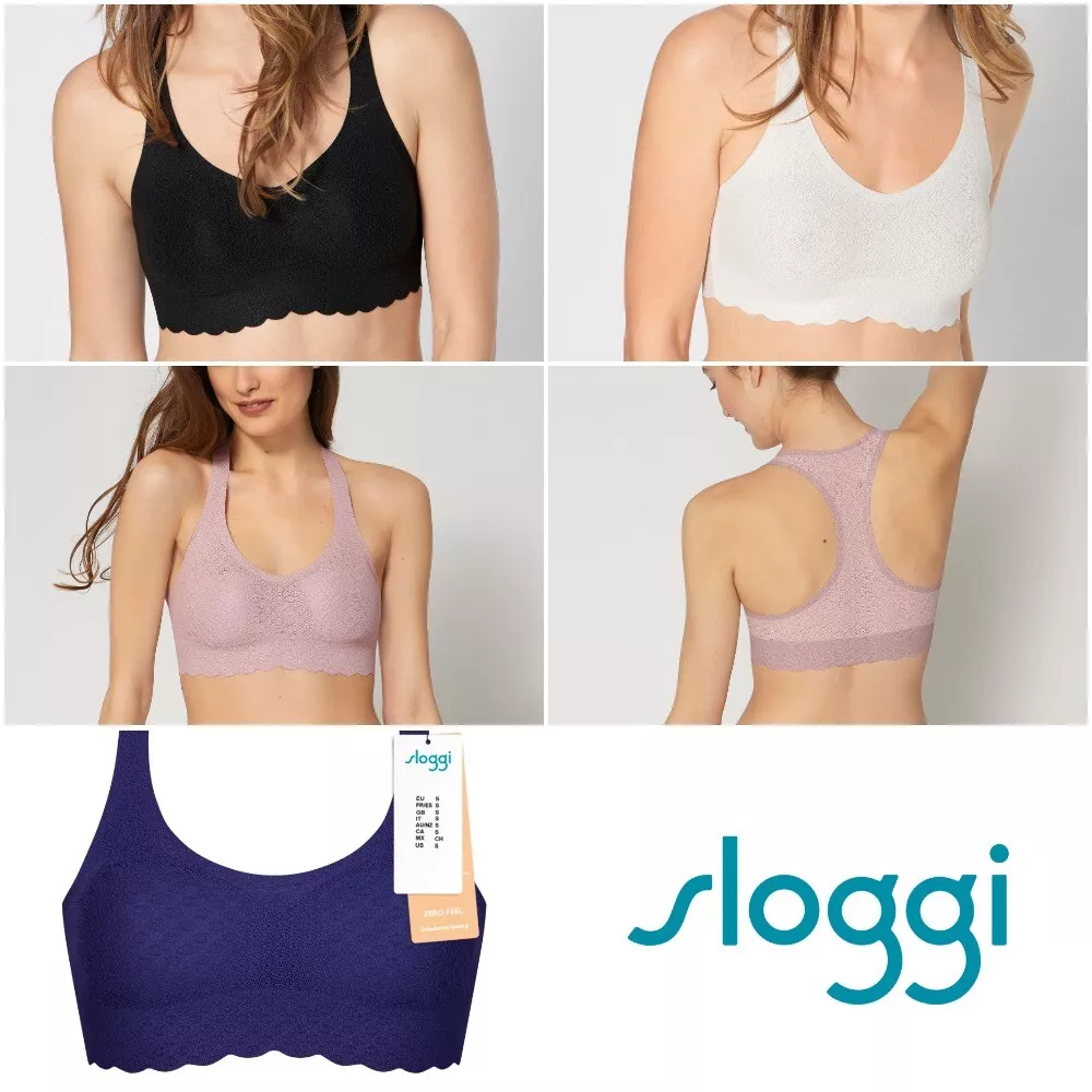 Sloggi Zero Feel Lace Bra Top Lightly Padded Racerback Crop Top 10201958  RRP £41