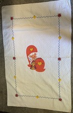 Vintage Baby Quilt Blanket Throw With Pig In Cradle 53  By 34  