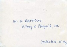 GERMAN PHYSICIST August Karolus autograph, signed card