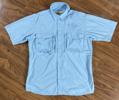 Cabelas Guidewear GX II Hemd Herren Gr. M hellblau kurzarm belüftet UPF-40