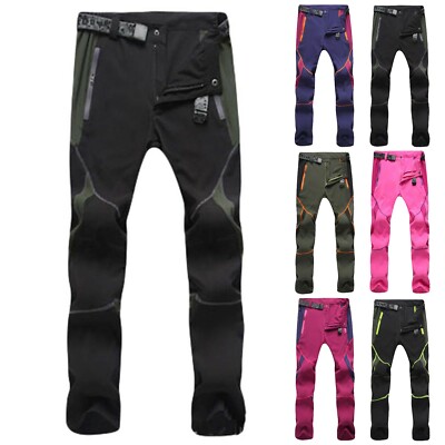 Mens Warm Outdoor Hiking Ski Pants Fleece Padded Windproof Waterproof Trousers