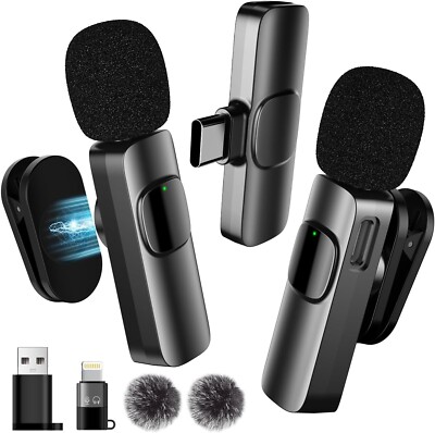 Mikrofon Ansteckmikrofon mit Lavalier-Clip Kabellos 3in1 für Smartphone PC B423