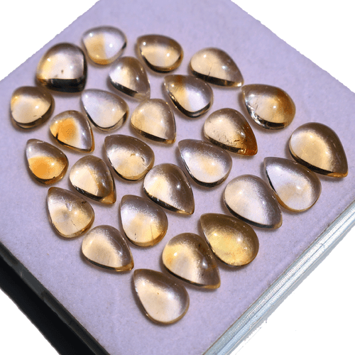 Lot 26 Pcs Natural Citrine Pear Cabochon 12mm-16mm Untreated Top Grade Gemstones - Picture 2 of 11