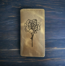 Carnation Rodeo Wallet Cowboy Western Buffalo Leather Premium Flower Floral NEW