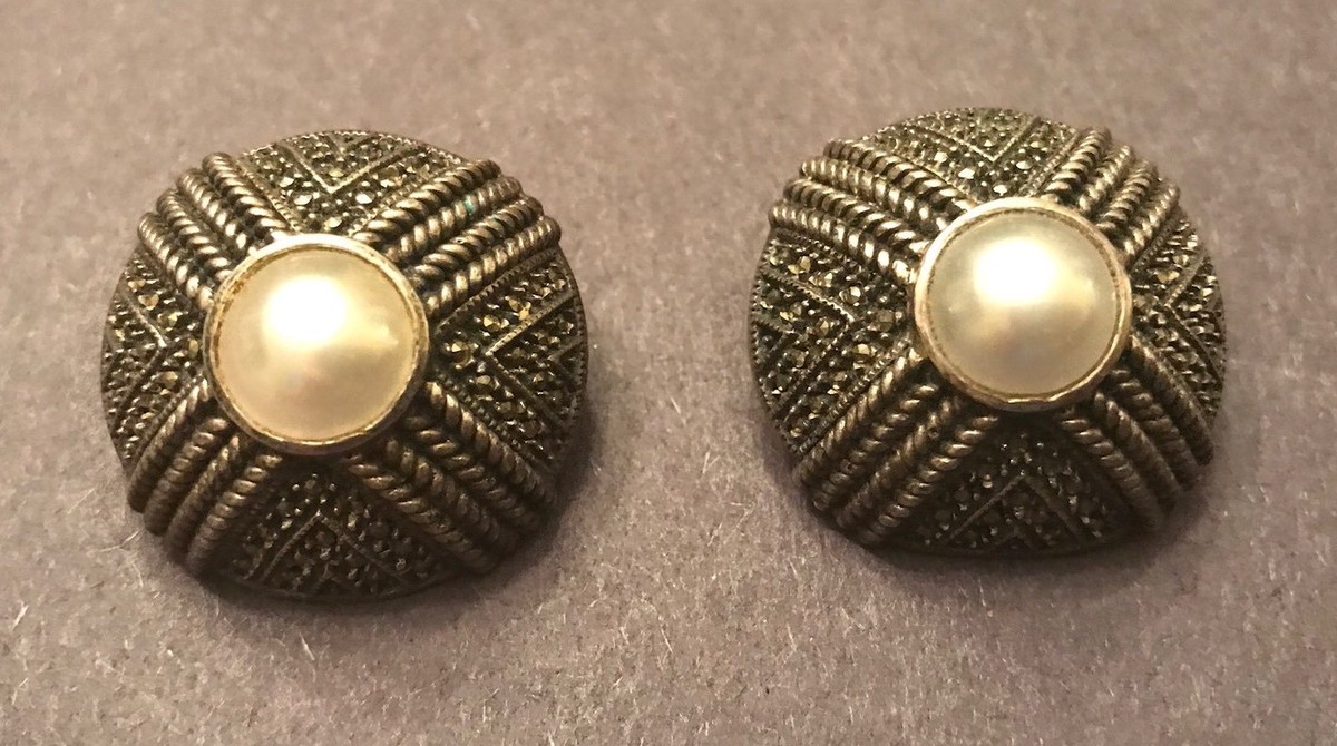 Large Vintage “JJ” JUDITH JACK STERLING SILVER Marcasite 