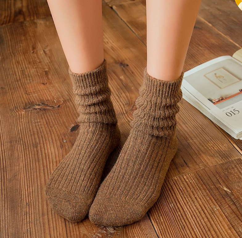 Lot De 5 Paires De Chaussettes Angora Pour Femme - Mi-mollet, Chaudes, Taille 7-9
