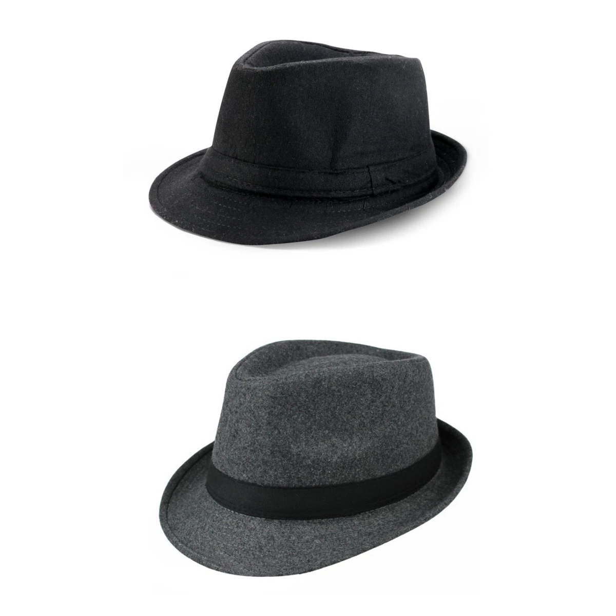 Para hombres Mujeres Clásico Grueso Ala Corta Manhattan Gangster Trilby Gorra Sombrero Fedora