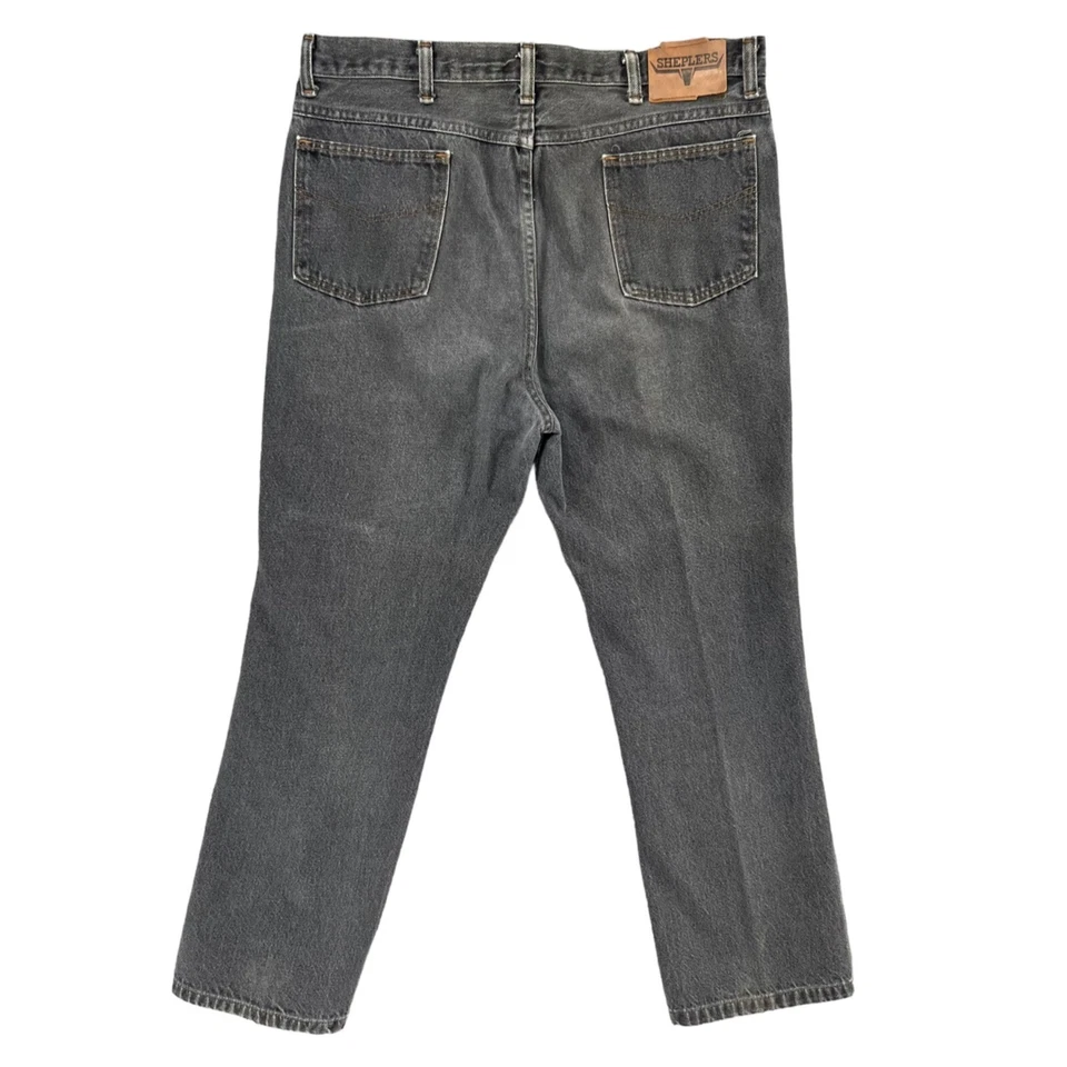 Pantalones de mezclilla Sheplers de pierna recta para hombre gris lavado a la piedra de algodón hechos en EE. UU. 36x29 Foto 2 de 4