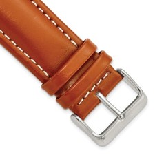 24mm 7.5" Saddle Oil Tanned Leather Silver-tone Buckle Watch Band