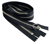 YKK#5 4" - 36" Nickel Notch Ring Pull (Non-Lock) Metal Zipper Closed-End BLACK