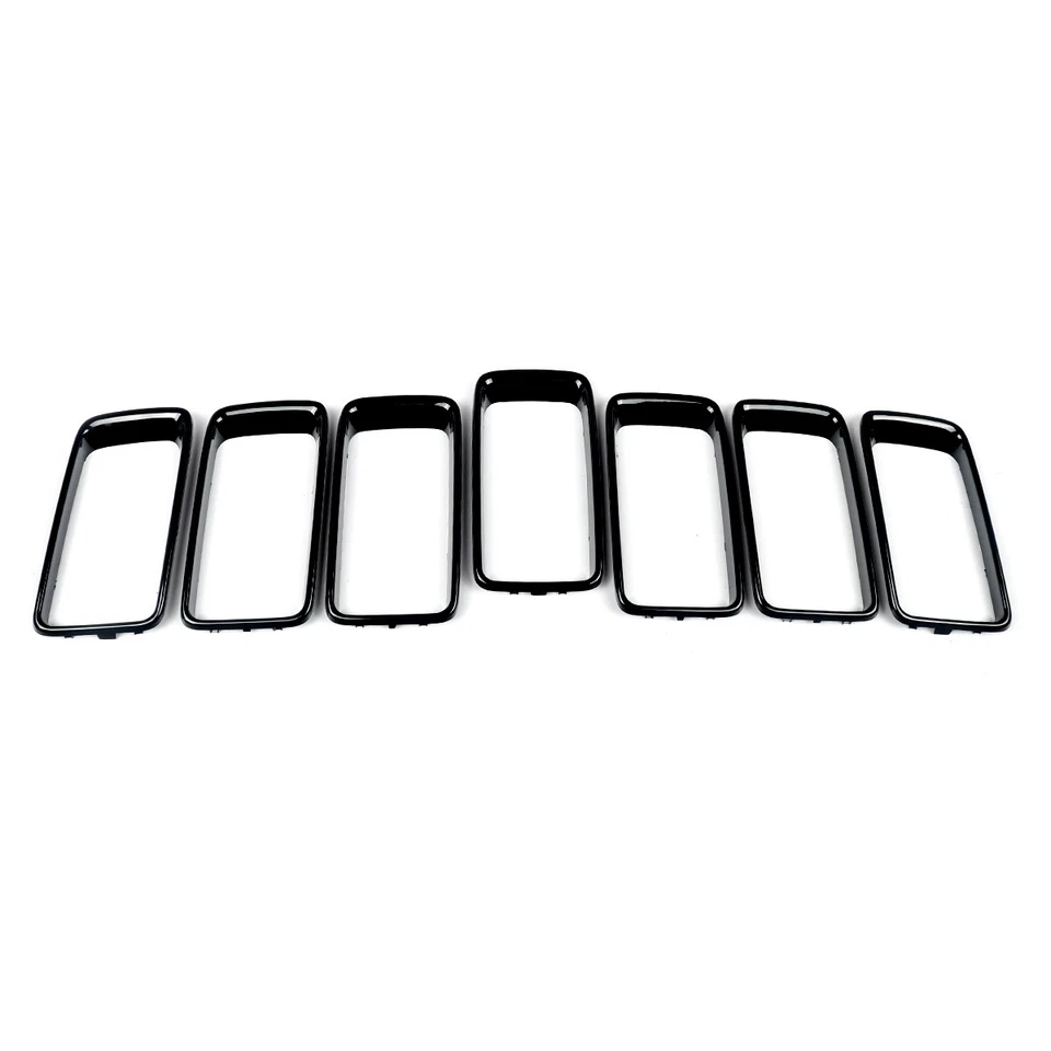 7x Gloss Black Front Bumper Grille Trim Insert For Jeep Grand Cherokee 2014-2016 Foto 3 de 4