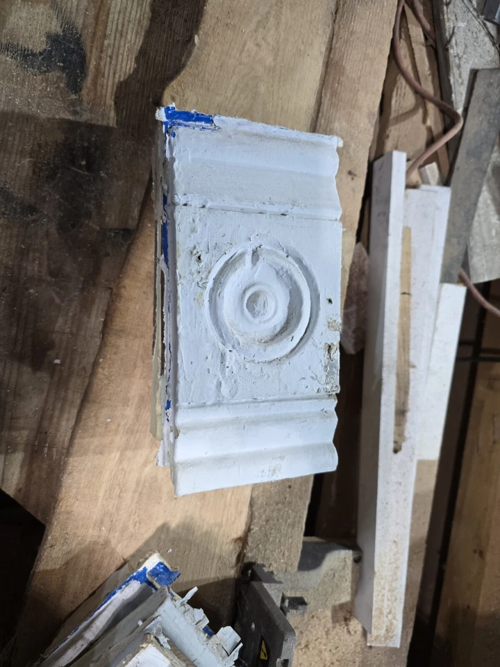 1800's Antique ROSETTE TRIM Plinth Block VICTORIAN Style Wood Bullseye ORNATE - Image 4 of 4