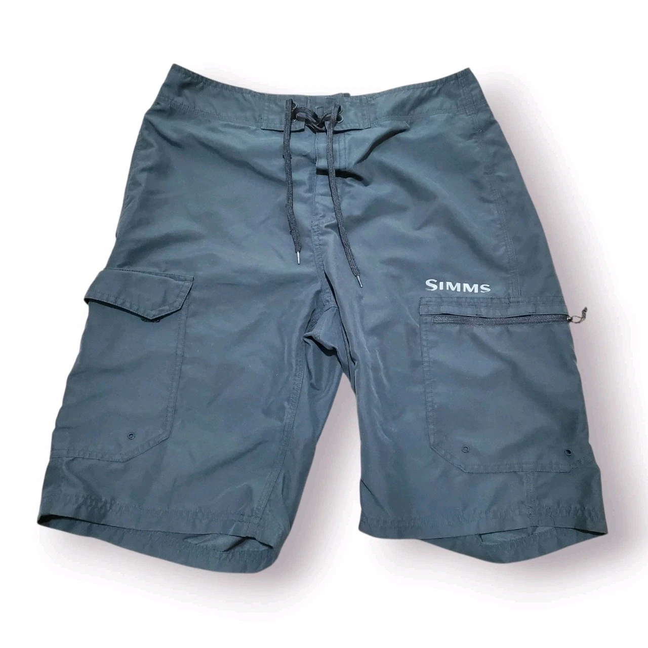 Simms Solarflex Fishing Shorts Mens 32 Black Cargo Quick Dry Technical