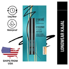 LAKME Eyeconic Kajal Eyeliner Deep Black 24hrs Smudge Proof Twin Pack (USA Ship)