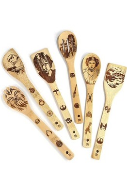 Star Wars Kitchen Gifts Wooden Spoons Cooking Utensils Set 6 Pieces New in Box