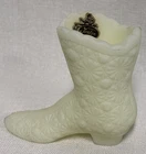 Vtg Fenton Custard Uranium Glass Tall Boot Daisy Button Shoe Sticker