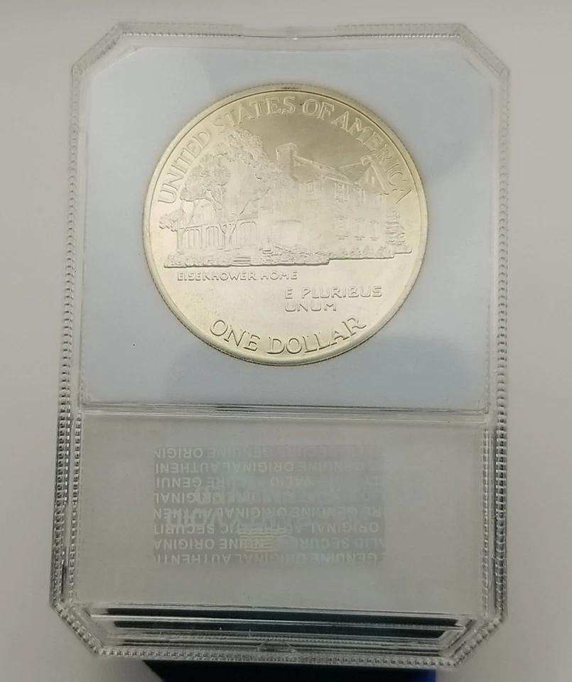 1990-W Silver Eisenhower Centennial Commemorative Dollar PCI MS  70 #20392 - Image 3 of 4