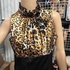 Elegant Leopard Print and Black Midi Dress
